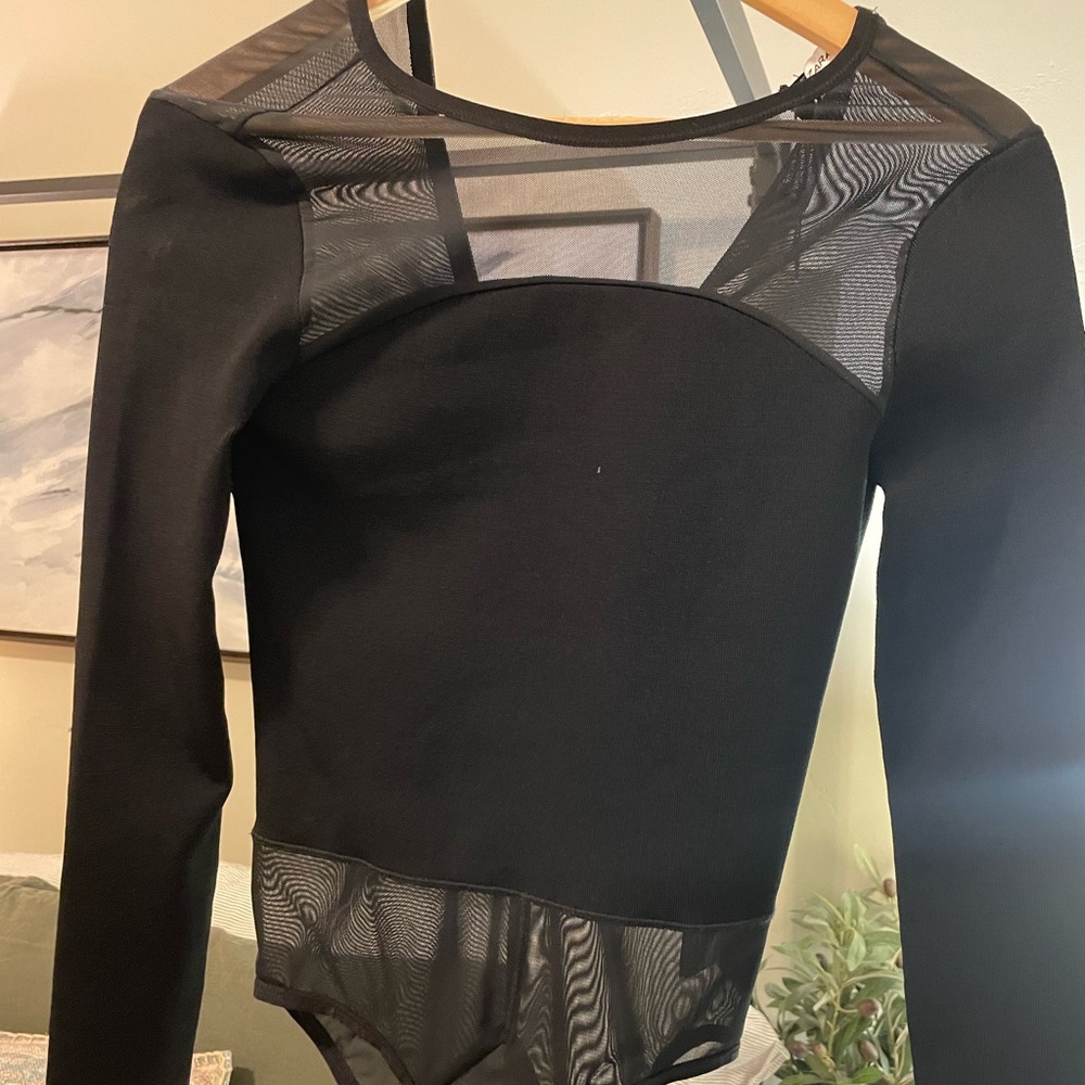 Zara black mesh and Lycra bodysuit size small